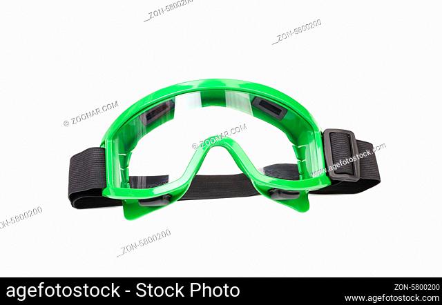 Green protective glasses. Isolated on a white background