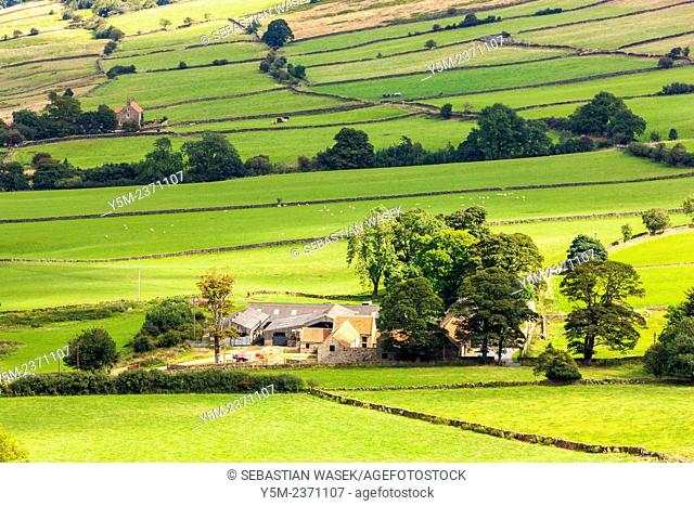 A view over Great Fryup Dale near Danby, North York Moors National Park, North Yorkshire, England, United Kingdom, Europe