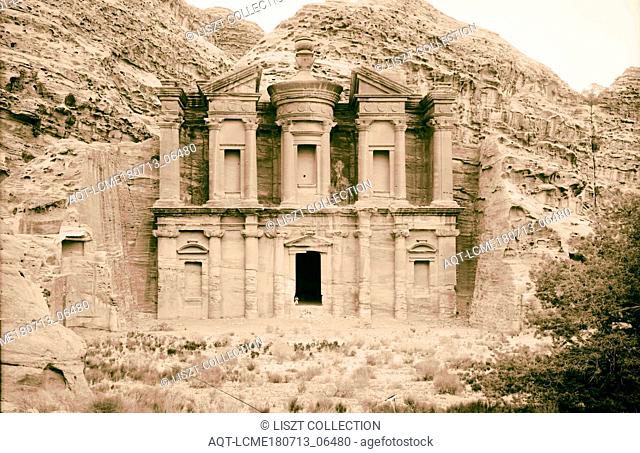 Petra. Temple of Ed-Deir, front view American Colony, Jerusalem. 1898, Jordan, Petra (Extinct city)