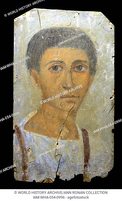 Encaustic roman-Egyptian mummy portraits from Fayum in Egypt; 150 AD