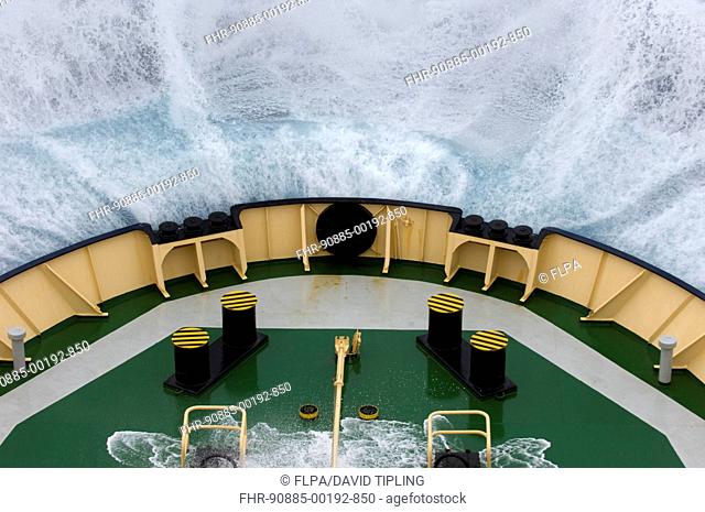 Bow of 'Kapitan Khlebnikov' icebreaker crashing into wave in rough sea, Drake Passage, Southern Ocean, november