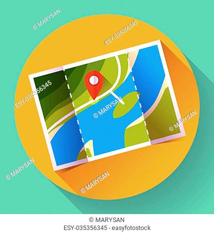 Pin on the map. Vector icon. Flat design style