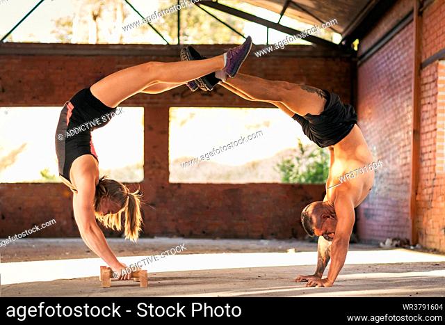 couple, balance, hand stand, acrobatic