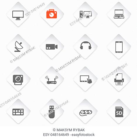 devices flat rhombus web icons for user interface design