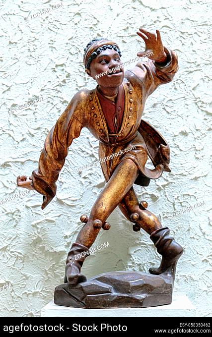 Moreska dancer wood ancient doll created by Erasmus Grasser in 1503 for Munich town hall