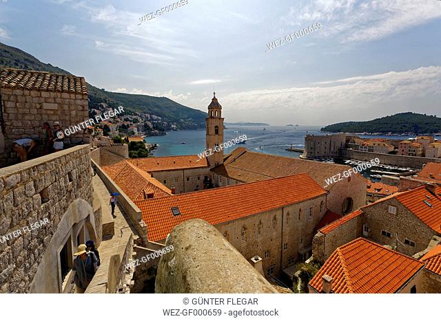Croatia, Dubrovnik, View from city wall, Island Lokrum and old town