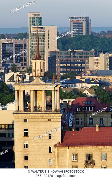 Lithuania, Vilnius, elevated city view from Snipiskes, morning