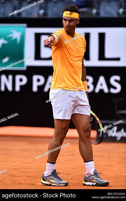 Spanish tennis player Rafael Nadal during the Internazionali d'Italia tennis at Foro Italico. Rome (Italy), May 16th, 2018