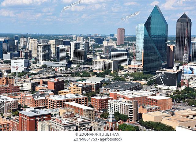 Aerial view of Dallas, Texas, from the Reunion Tower Observation Deck