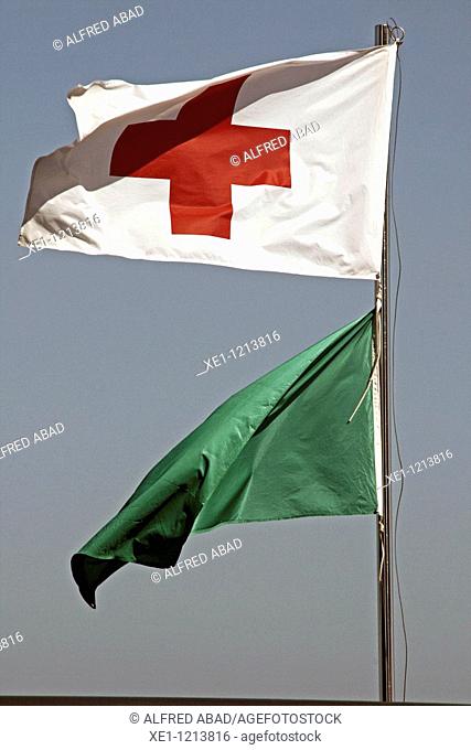 Flags, Red Cross, Green