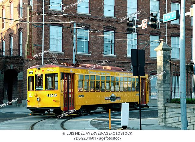 Cable car in the city of Ybor City in Tampa, Florida