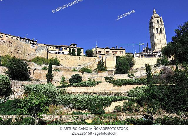 Cathedral and walls. Segovia, Spain