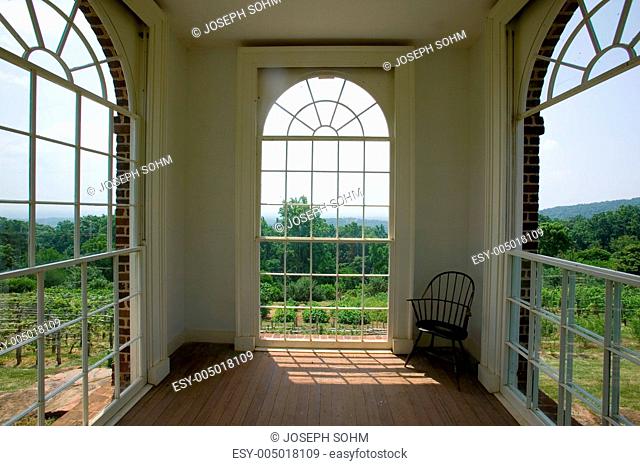 Meditation spot for Thomas Jefferson in gardens of Monticello, in Charlottesville, Virginia