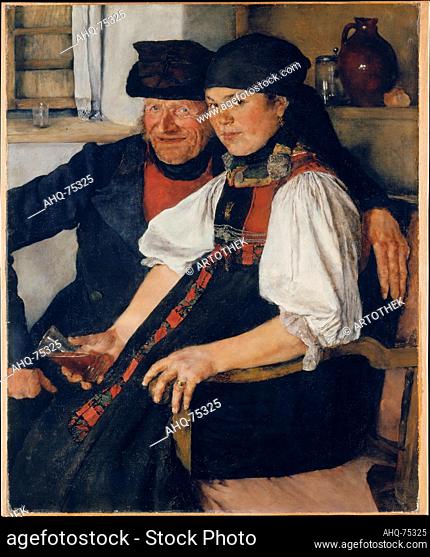 Künstler: Leibl, Wilhelm, 1844-1900 Titel: Älterer Bauer und junges Mädchen; Das ungleiche Paar, 1876 - 1877 Technik: Öl auf Leinwand Maße: 75, 5 x 61