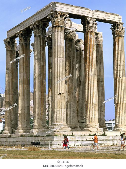 Greece, Athens, Olympieion,  Temple ruin, tourists,   Europe, sight, vacation, culture, destination, tourism, visitors, temples, ruin, columns, korinthisch