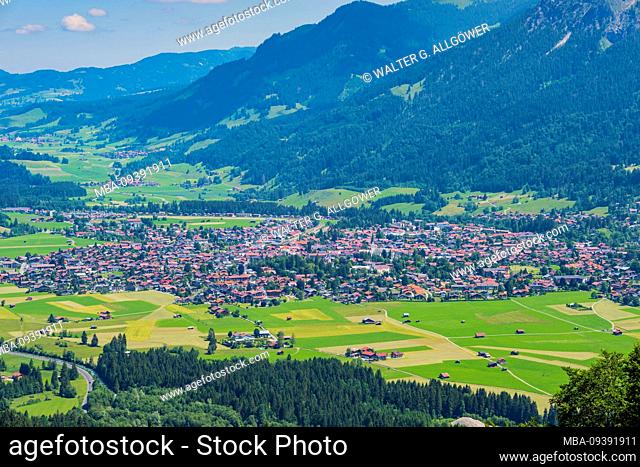 Mountain panorama from southwest to Oberstdorf, Oberallgäu, Allgäu, Bavaria, Germany, Europe