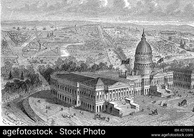 Das Kapitol in Washington im Jahre 1880, Amerika, Historisch, digital restaurierte Reproduktion einer Originalvorlage aus dem 19