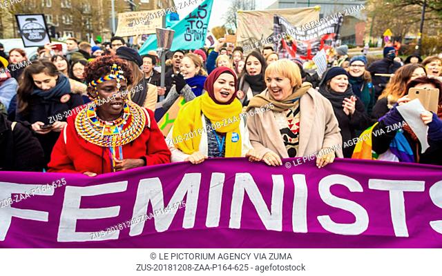December 8, 2018 - Katowice, Silesia, Poland - Protesters carry the placard - Feminists demand justice for the climate.- The Climate March took place in the...