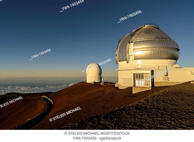 Gemini and UH 2 2 Telescopes on Mauna Kea Volcano, Big Island, Hawaii, USA