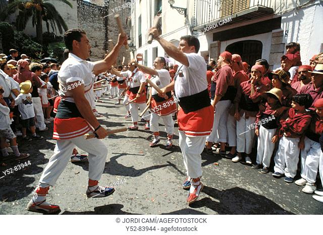 Ball de Bastons (Dance of Sticks). Sant Bartomeu festival. Sitges, Barcelona province, Spain