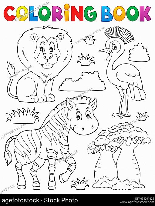 Coloring book African nature theme set 3 - picture illustration