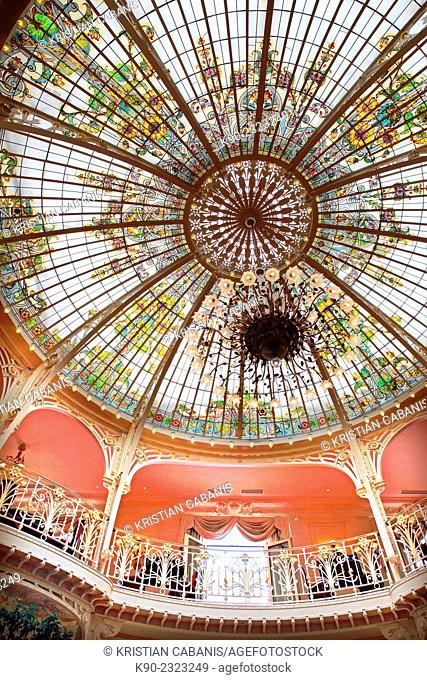Glass dome above the lobby of the Hermitage Hotel in Monte Carlo, Monaco, Europe