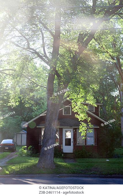 Single house in a suburban, midwestern town, Midland, Michigan, Midwest, USA