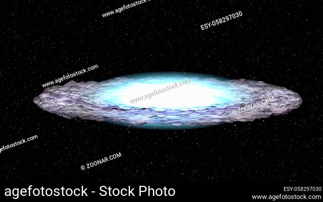 Sombrero galaxy in deep space 3d render