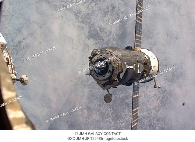 An unpiloted ISS Progress 31 cargo craft, filled with trash and unneeded items, departs from the International Space Station's Pirs Docking Compartment at...