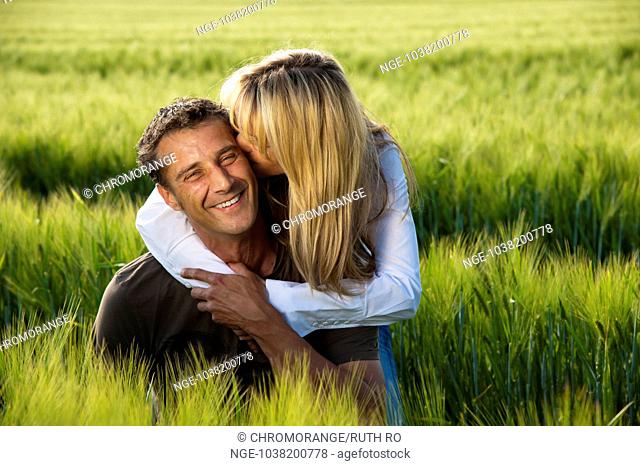 Couple in a wheat field
