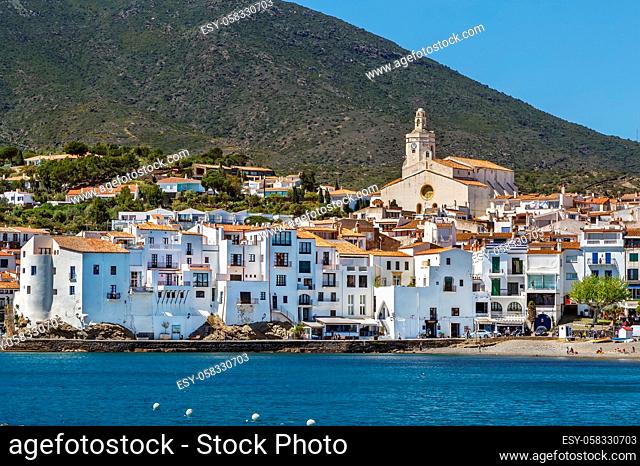 View of Cadaques from sea, Catalonia, Spain
