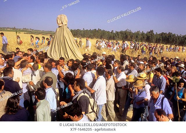 El Rocío Romería pilgrimage, Special procession, once every seven years the virgin of el Rocío travels from El Rocío to Almonte where he spends a few months