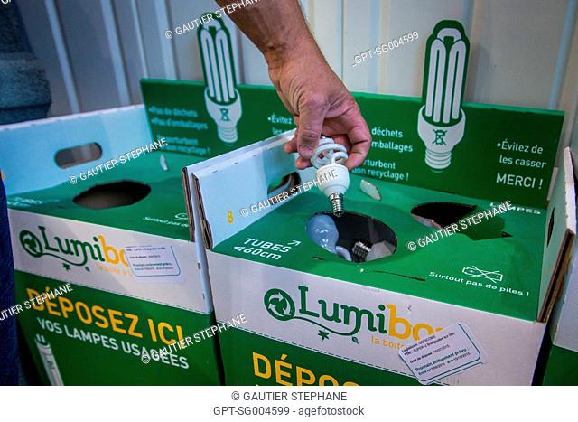 RECYCLING OF LAMPS AND LIGHTBULBS, LUMIBOX, SORTING AND RECYCLING