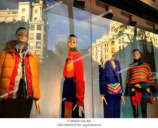 Mannequins in a shop window. Madrid, Spain