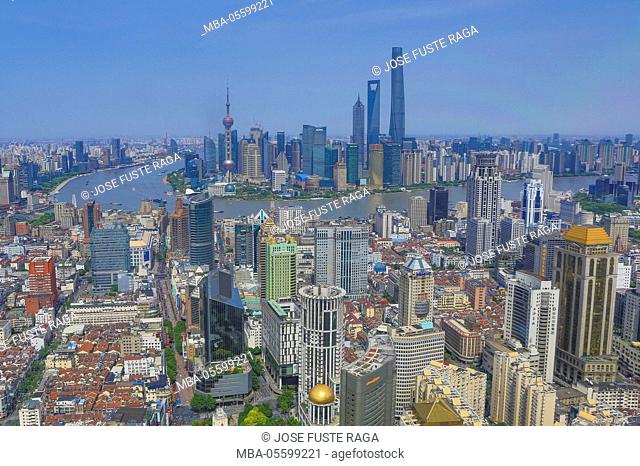 China, Shanghai City, The Bund and Pudong district skyline, Huangpu River