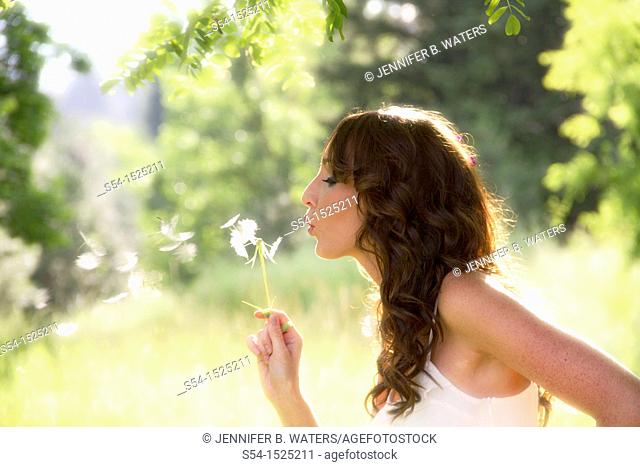 A beautiful young caucasian woman outdoors in Spokane, Washington, USA