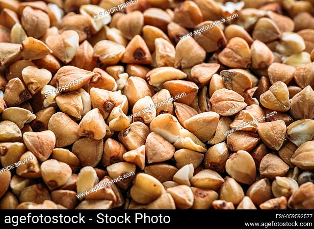 Buckwheat Grains Background, Texture. Healthy Food Background