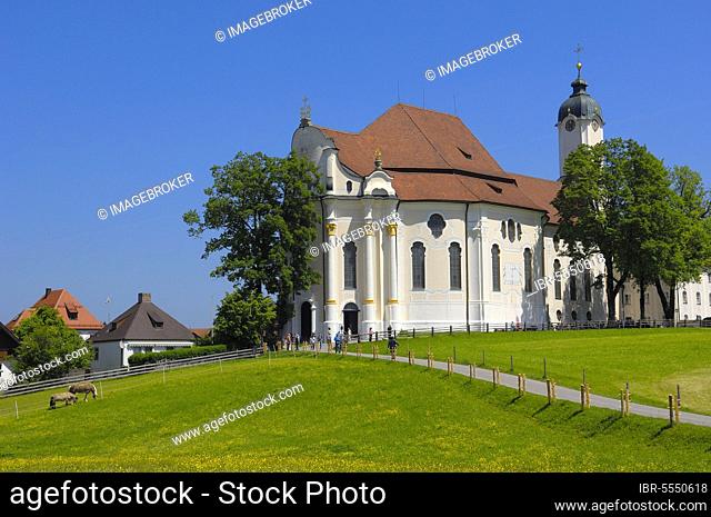 Wieskirche, Wies Church, Wies, near Steingaden, UNESCO World Heritage Site, Romantic Road, Upper Bavaria, Bavaria, Germany, Europe