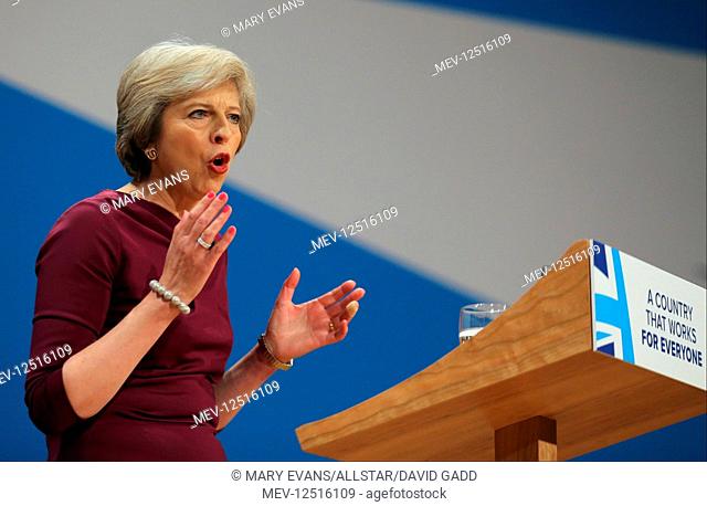 Theresa May MP Prime Minister Conservative Party Conference 2016 The ICC Birmingham , Birmingham , England 05 October 2016