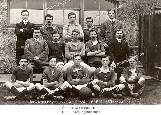Group photo of Rowntree's Boys Club AFC, 1912