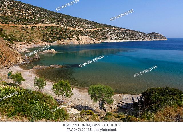 View of Vlychada beach on Fourni island, Greece.