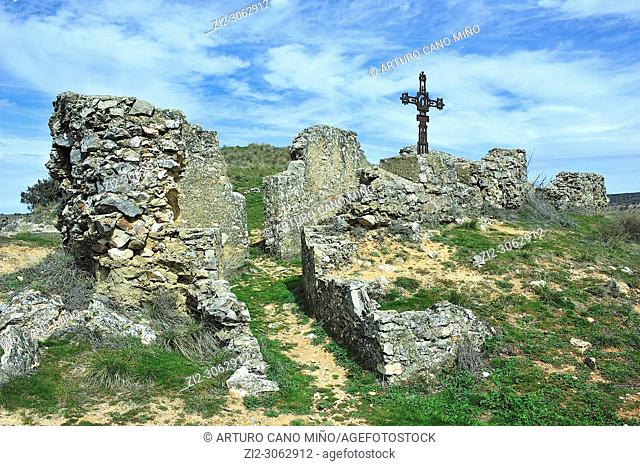 Ancient military position during the Spanish Civil War. Abánades town, Guadalajara province, Spain