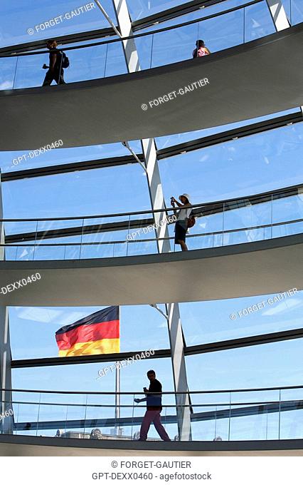 GERMAN PARLIAMENT, REICHSTAG, GERMAN BUNDESTAG WITH ITS DOME, REFURBISHED BY THE BRITISH ARCHITECT NORMAN FOSTER, PRITZKER LAUREATE NOBEL PRIZE FOR ARCHITECTURE