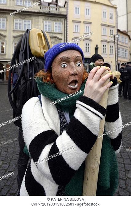 Students protests during the demonstration in Prague, Czech Republic, March 15, 2019. Hundreds of students in Prague and other Czech towns joined in the global...