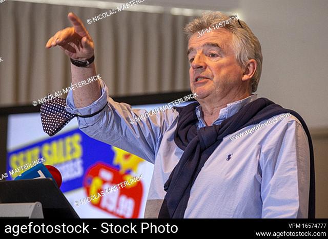 Ryanair CEO Michael O'Leary pictured during a press conference of Irish low-cost airline Ryanair, Wednesday 02 March 2022 in Brussels