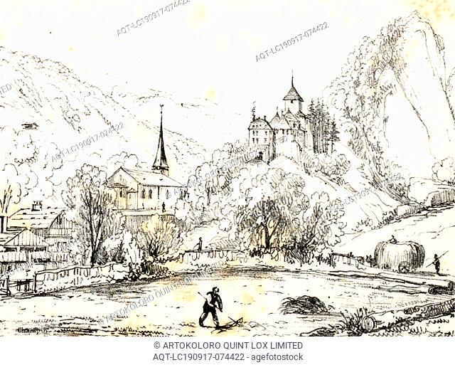 Château de Wimis (Canton de Berne), View of Wimmis Castle, Fig. 14, p. 51, Champin, Jean Jacques, 1800, [Jean-Jacques] Champin: Album portatif dédié aux...