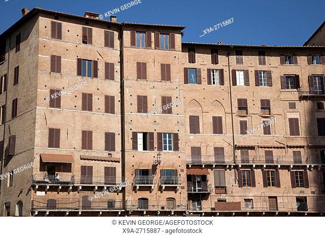 Piazza del Campo Square Buildings, Sienna; Tuscany; Italy