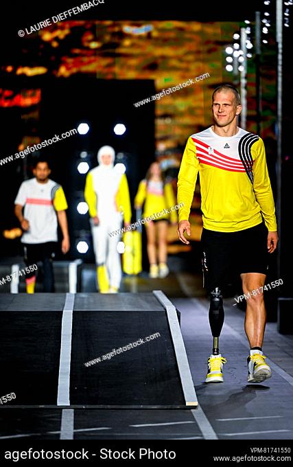Paralympic cyclist Ewout Vromant pictured during the presentation of the official Belgian outfit of 'Team Belgium' for the Paris 2024 Olympic Games