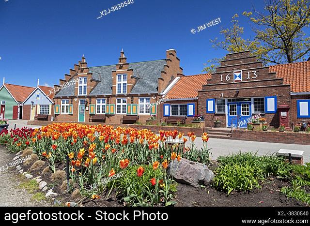 Holland, Michigan - Windmill Island Gardens, a city park, during Holland's spring tulip festival. The annual event celebrates the city's Dutch heritage;...