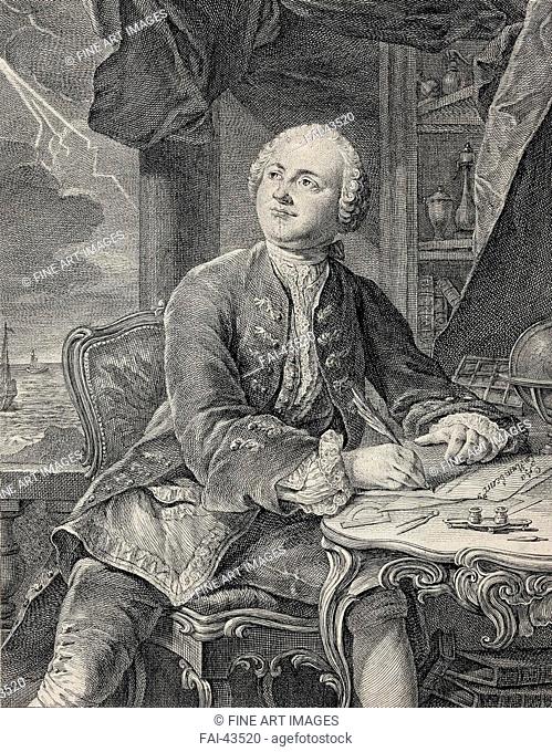 Portrait of Mikhail Vasilyevich Lomonosov (1711-1765) by Fessard, Étienne (1714-1777)/Copper engraving/Rococo/1757/France/State Hermitage, St